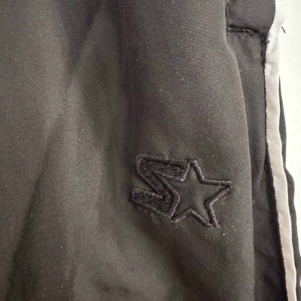 VTG Y2K Starter Pull On Track Pants Mens SzL Black Baggy Lined Swishy Wide Leg. - Picture 10 of 13